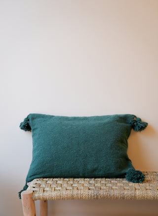 Coussin pompons - Vert émeraude